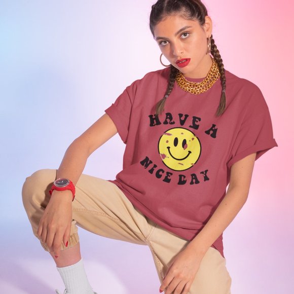 Comfort Colors Tops - The Have a Nice Day Smiley Face T-Shirt